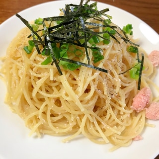 たらこパスタ～ネギ、もみのりトッピング